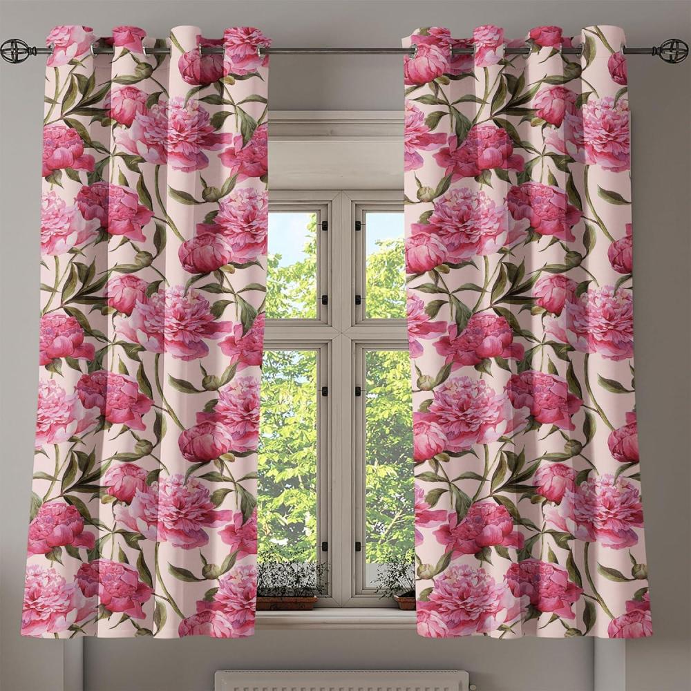 imageAmbesonne Hawaii Themed Grommet Curtain Tropical Leaves Pattern with Neutral Colors Boho Summer Print Decorative 2Panel Window Drapes for Bedroom Living Room 50 x 54 Pale Vermilion Seal BrownPink Peacock Green