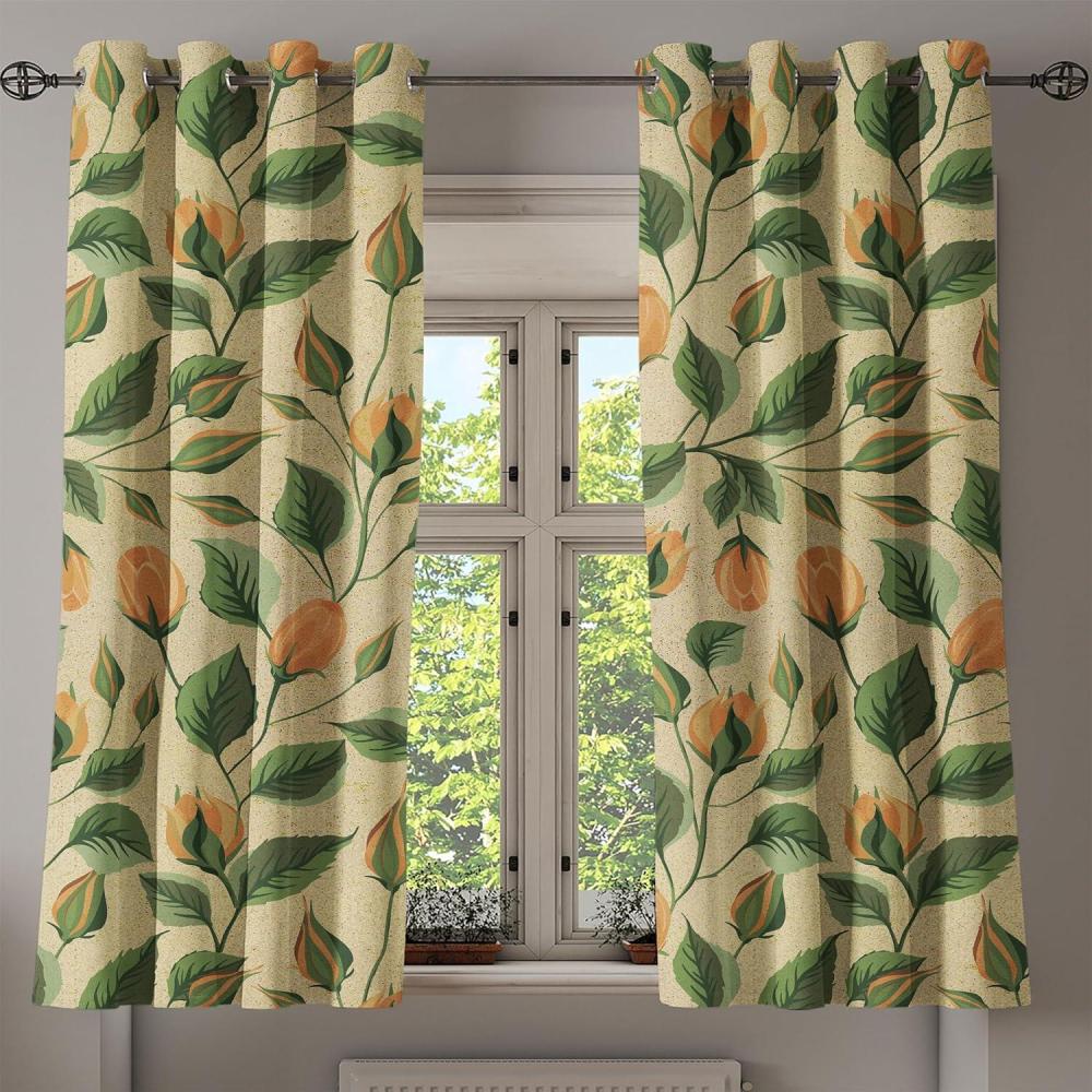 imageAmbesonne Hawaii Themed Grommet Curtain Tropical Leaves Pattern with Neutral Colors Boho Summer Print Decorative 2Panel Window Drapes for Bedroom Living Room 50 x 54 Pale Vermilion Seal BrownFern Green Avocado Green