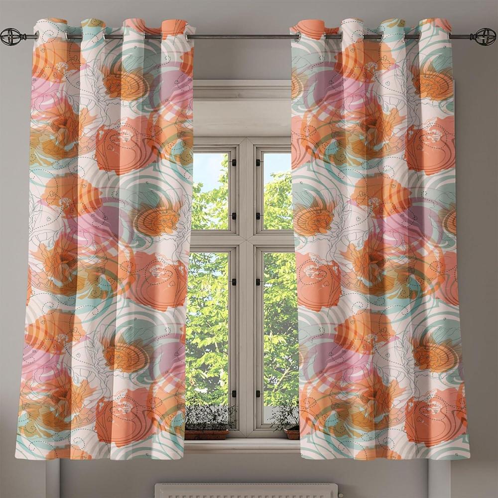 imageAmbesonne Hawaii Themed Grommet Curtain Tropical Leaves Pattern with Neutral Colors Boho Summer Print Decorative 2Panel Window Drapes for Bedroom Living Room 50 x 54 Pale Vermilion Seal BrownBurnt Sienna Pale Pink
