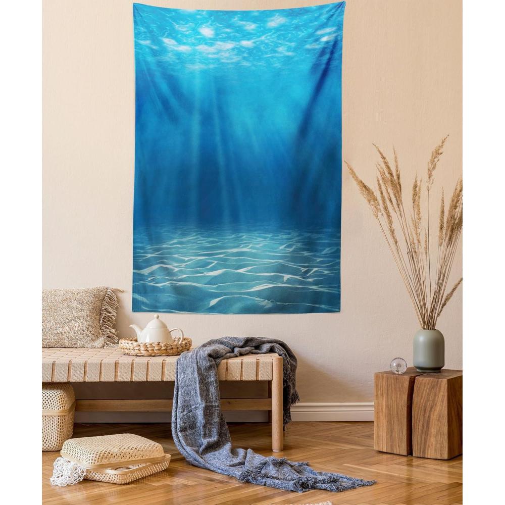 imageAmbesonne Hippie Tapestry Modern Goth Scene of Wingy Skeleton Moon and Roundy Flowers Boho Dreamy Fabric Wall Hanging Decor for Bedroom Living Room Dorm 28 X 23 Eggshell Shamrock GreenBlue Turquoise