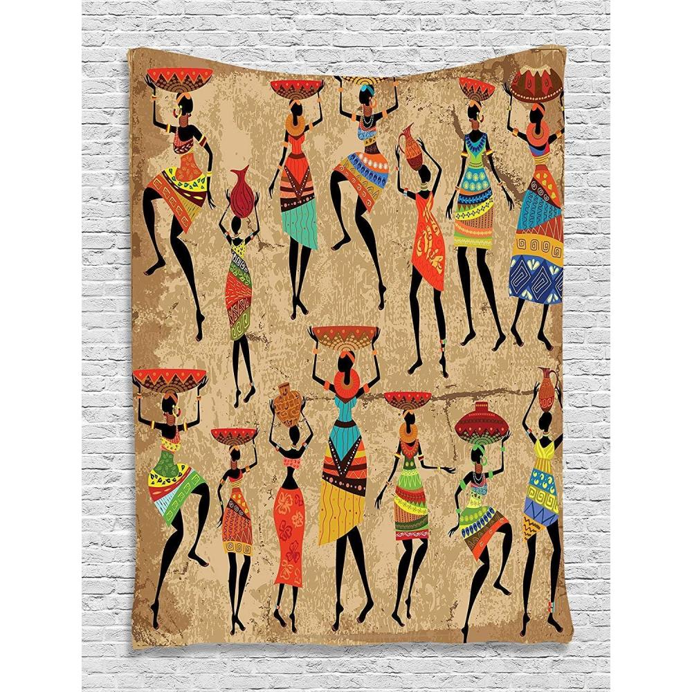imageAmbesonne Hippie Tapestry Modern Goth Scene of Wingy Skeleton Moon and Roundy Flowers Boho Dreamy Fabric Wall Hanging Decor for Bedroom Living Room Dorm 28 X 23 Eggshell Shamrock GreenCamel Brown