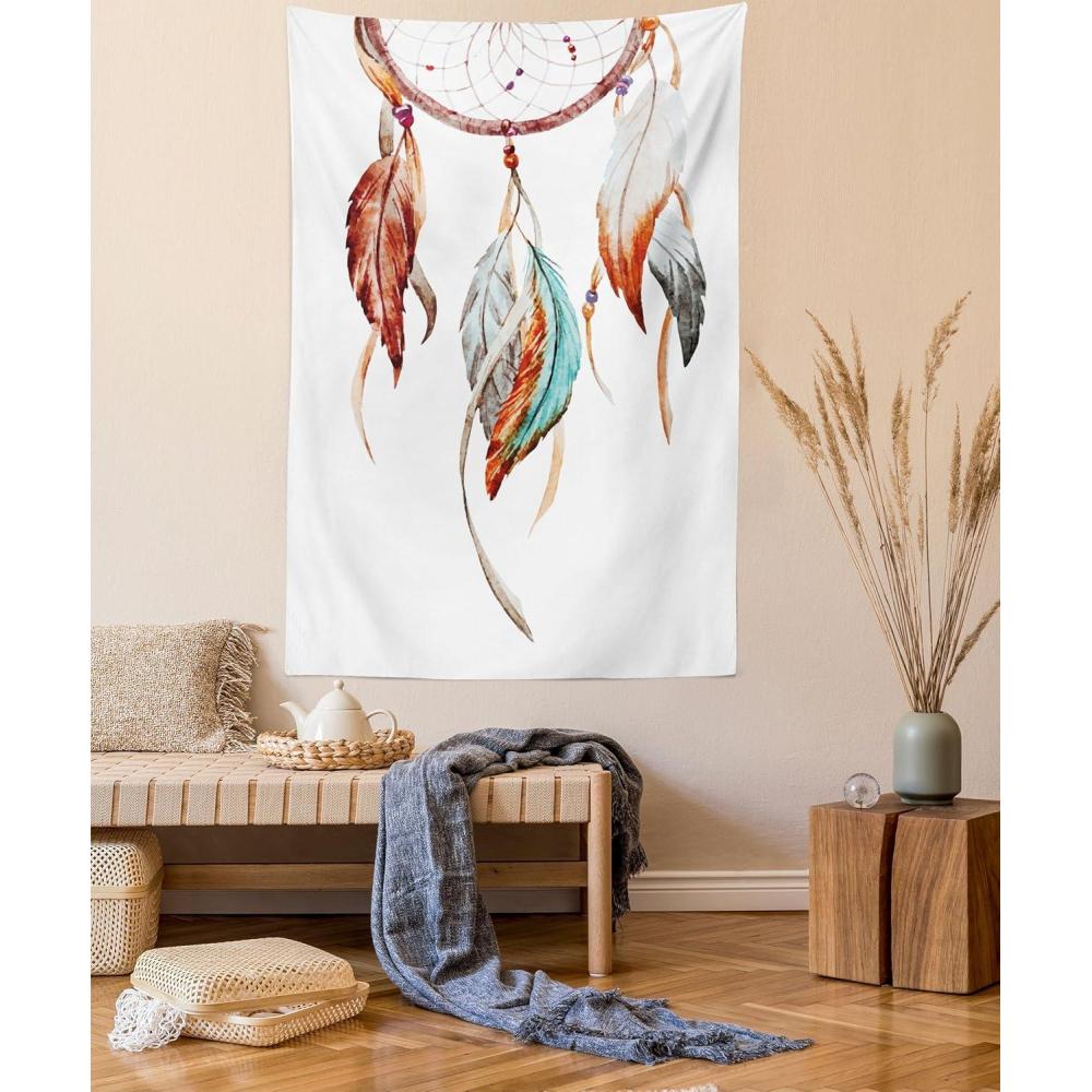 imageAmbesonne Hippie Tapestry Modern Goth Scene of Wingy Skeleton Moon and Roundy Flowers Boho Dreamy Fabric Wall Hanging Decor for Bedroom Living Room Dorm 28 X 23 Eggshell Shamrock GreenSienna Seafoam