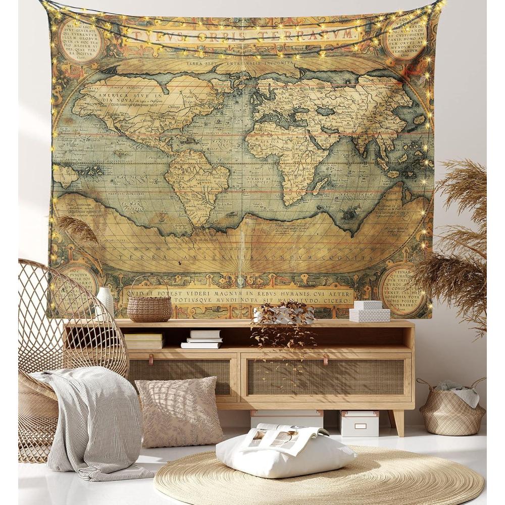 imageAmbesonne Hippie Tapestry Modern Goth Scene of Wingy Skeleton Moon and Roundy Flowers Boho Dreamy Fabric Wall Hanging Decor for Bedroom Living Room Dorm 28 X 23 Eggshell Shamrock GreenSand Blue