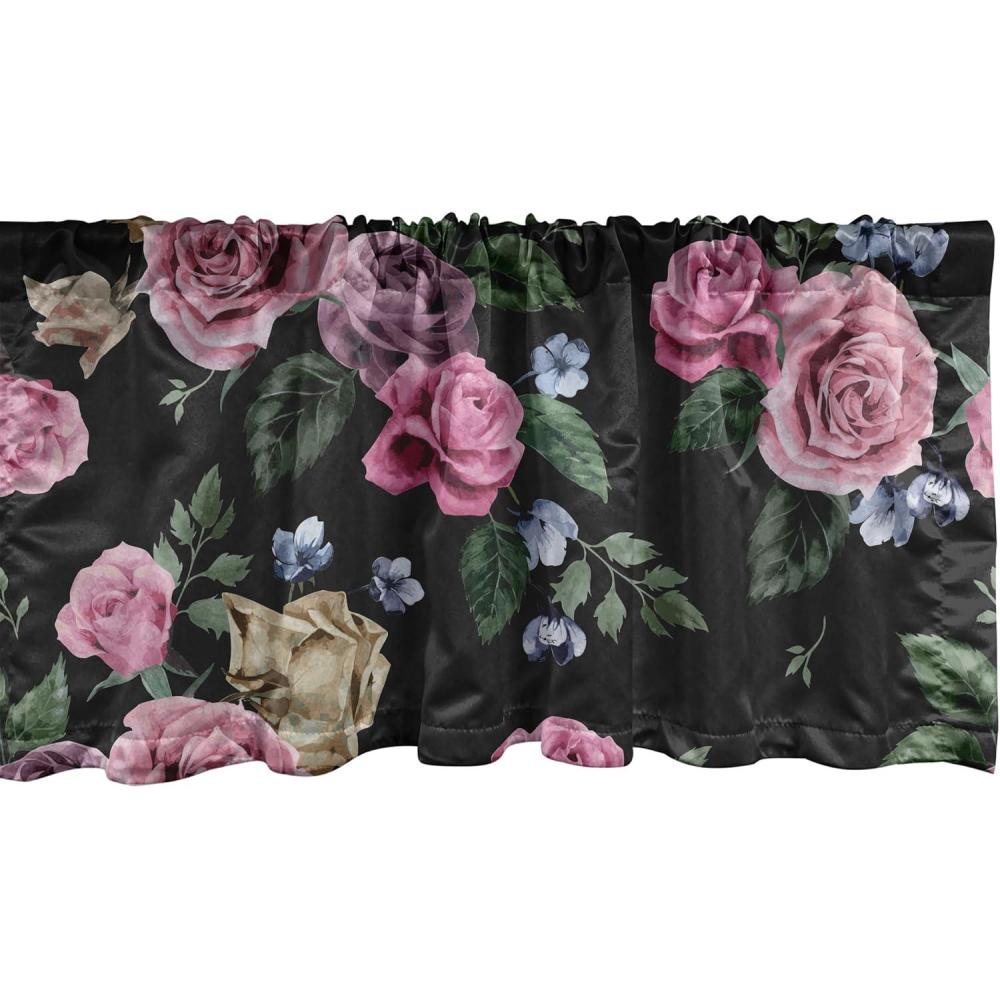 imageAmbesonne Leaves Greenery Window Valance Tropical Leaf Pattern with Neutral Colors Boho on Grunge Rustic Back Curtain Valance for Kitchen Bedroom Decor with Rod Pocket 54 X 12 Olive Green TaupePink Reseda Green