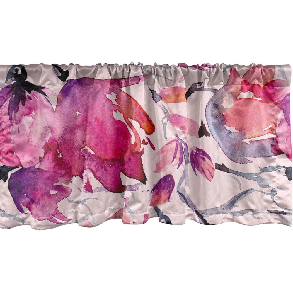 imageAmbesonne Leaves Greenery Window Valance Tropical Leaf Pattern with Neutral Colors Boho on Grunge Rustic Back Curtain Valance for Kitchen Bedroom Decor with Rod Pocket 54 X 12 Olive Green TaupeHot Pink Pale Pink Mauve