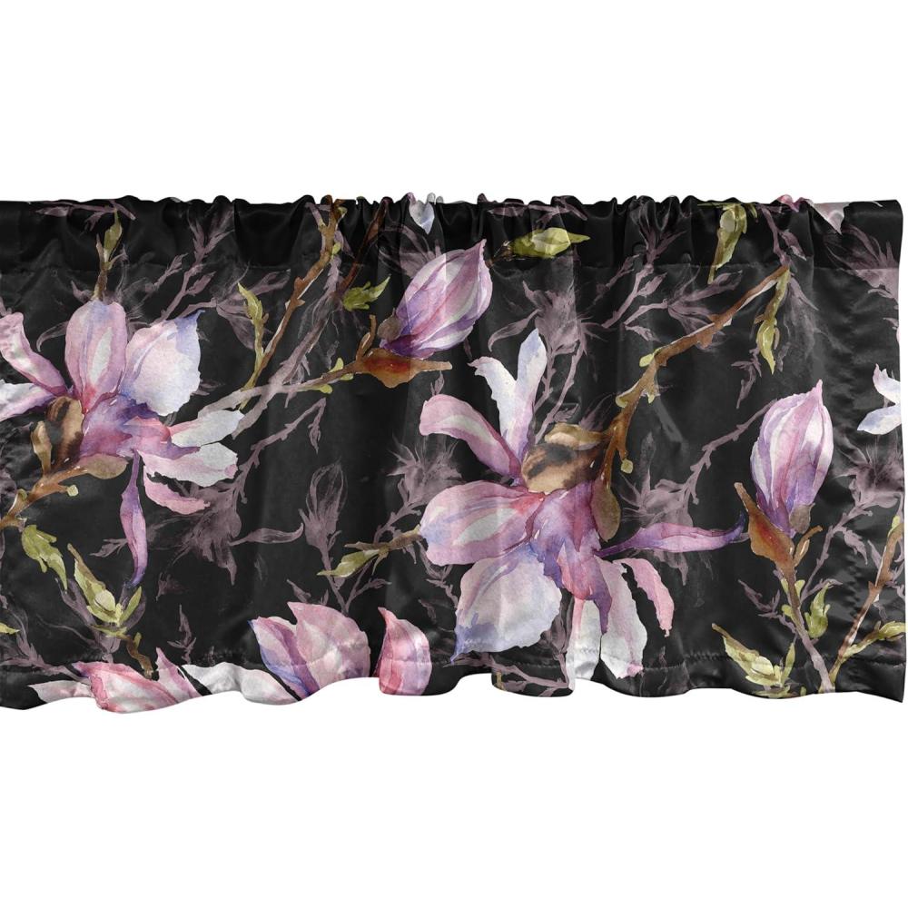 imageAmbesonne Leaves Greenery Window Valance Tropical Leaf Pattern with Neutral Colors Boho on Grunge Rustic Back Curtain Valance for Kitchen Bedroom Decor with Rod Pocket 54 X 12 Olive Green TaupePale Pink Grey Pink