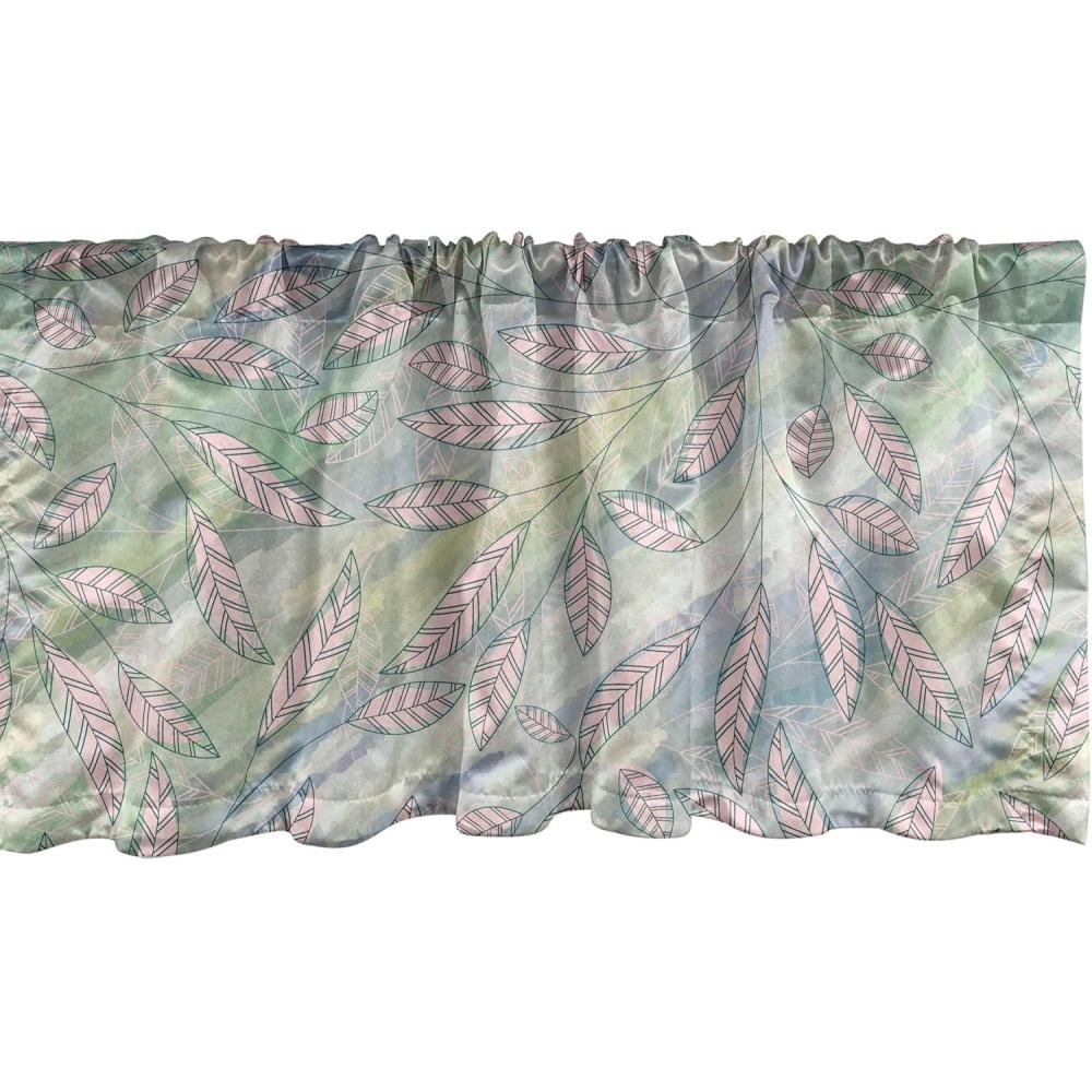 imageAmbesonne Leaves Greenery Window Valance Tropical Leaf Pattern with Neutral Colors Boho on Grunge Rustic Back Curtain Valance for Kitchen Bedroom Decor with Rod Pocket 54 X 12 Olive Green TaupeSoft Pink and Multicolor