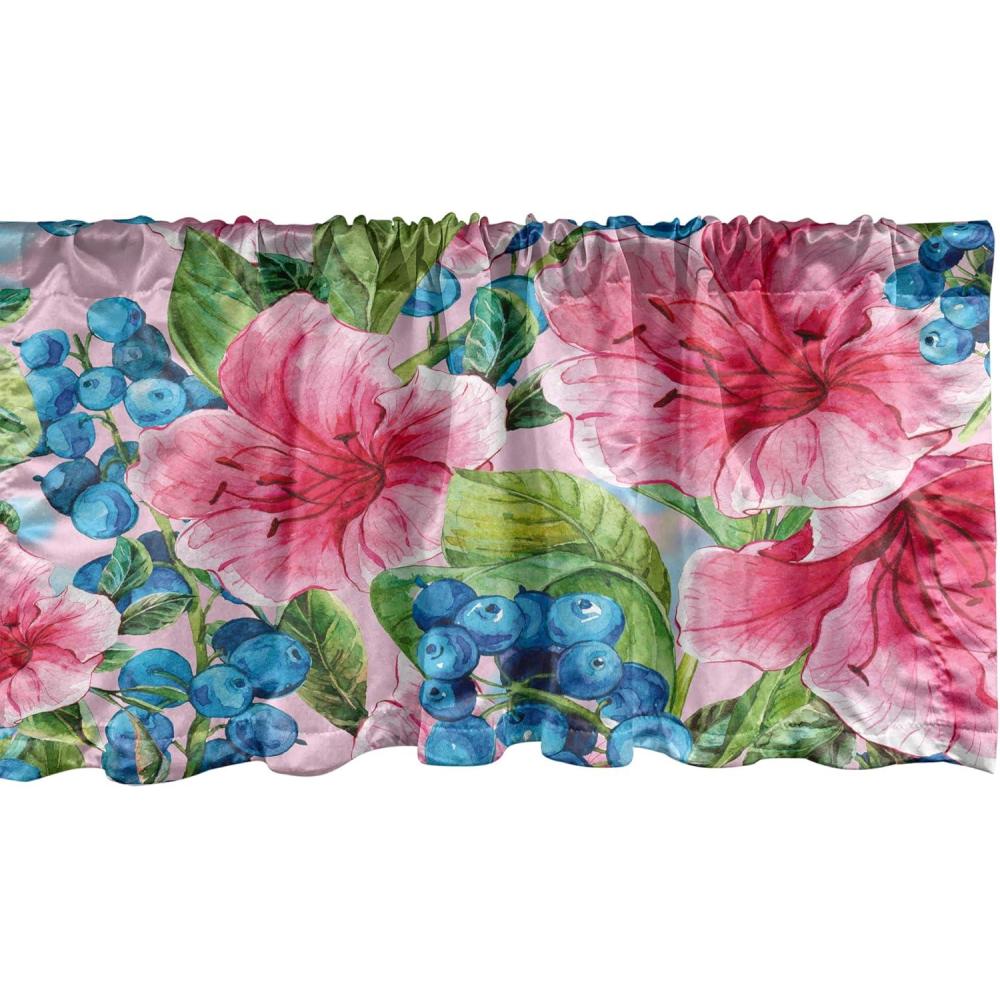 imageAmbesonne Leaves Greenery Window Valance Tropical Leaf Pattern with Neutral Colors Boho on Grunge Rustic Back Curtain Valance for Kitchen Bedroom Decor with Rod Pocket 54 X 12 Olive Green TaupeHot Pink Lavender Blue