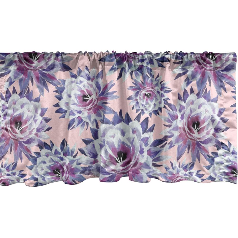 imageAmbesonne Leaves Greenery Window Valance Tropical Leaf Pattern with Neutral Colors Boho on Grunge Rustic Back Curtain Valance for Kitchen Bedroom Decor with Rod Pocket 54 X 12 Olive Green TaupeDark Indigo Plum Quartz