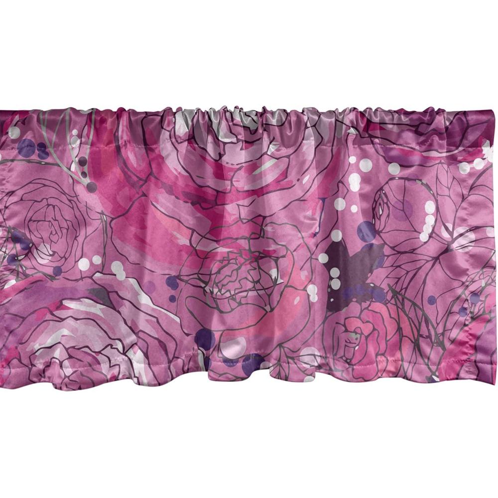 imageAmbesonne Leaves Greenery Window Valance Tropical Leaf Pattern with Neutral Colors Boho on Grunge Rustic Back Curtain Valance for Kitchen Bedroom Decor with Rod Pocket 54 X 12 Olive Green TaupePale Purple Hot Pink