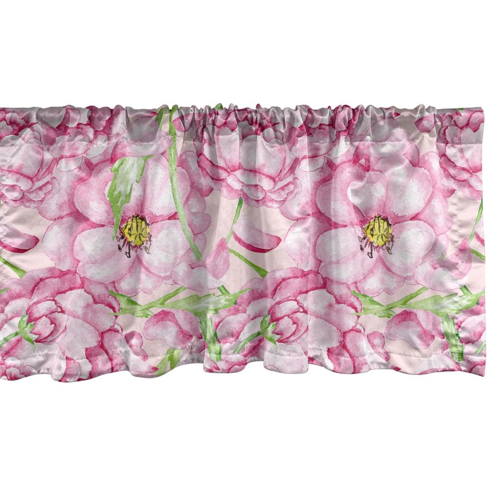 imageAmbesonne Leaves Greenery Window Valance Tropical Leaf Pattern with Neutral Colors Boho on Grunge Rustic Back Curtain Valance for Kitchen Bedroom Decor with Rod Pocket 54 X 12 Olive Green TaupePink Lime Green