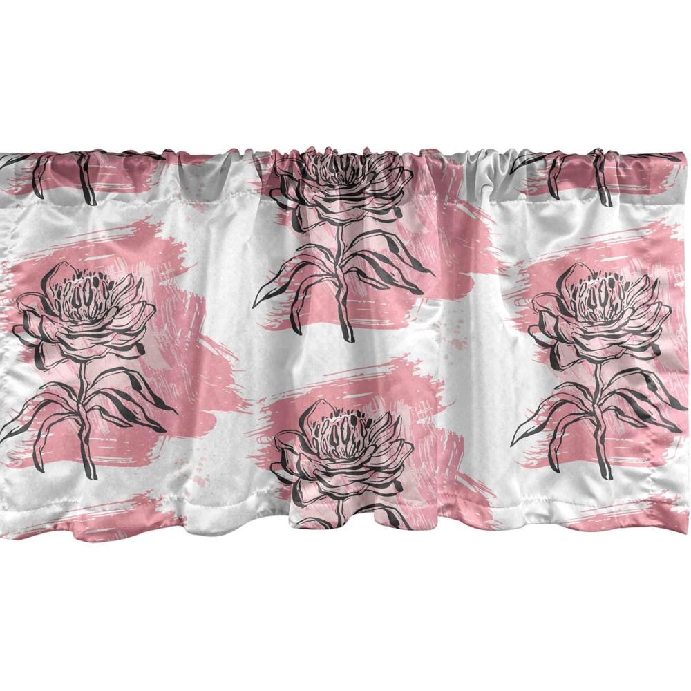 imageAmbesonne Leaves Greenery Window Valance Tropical Leaf Pattern with Neutral Colors Boho on Grunge Rustic Back Curtain Valance for Kitchen Bedroom Decor with Rod Pocket 54 X 12 Olive Green TaupePastel Pink Charcoal Grey