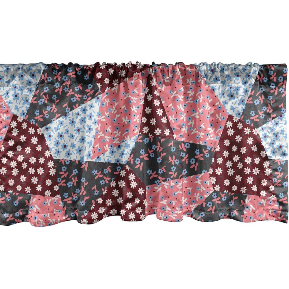 imageAmbesonne Leaves Greenery Window Valance Tropical Leaf Pattern with Neutral Colors Boho on Grunge Rustic Back Curtain Valance for Kitchen Bedroom Decor with Rod Pocket 54 X 12 Olive Green TaupePastel Pink and Sea Blue