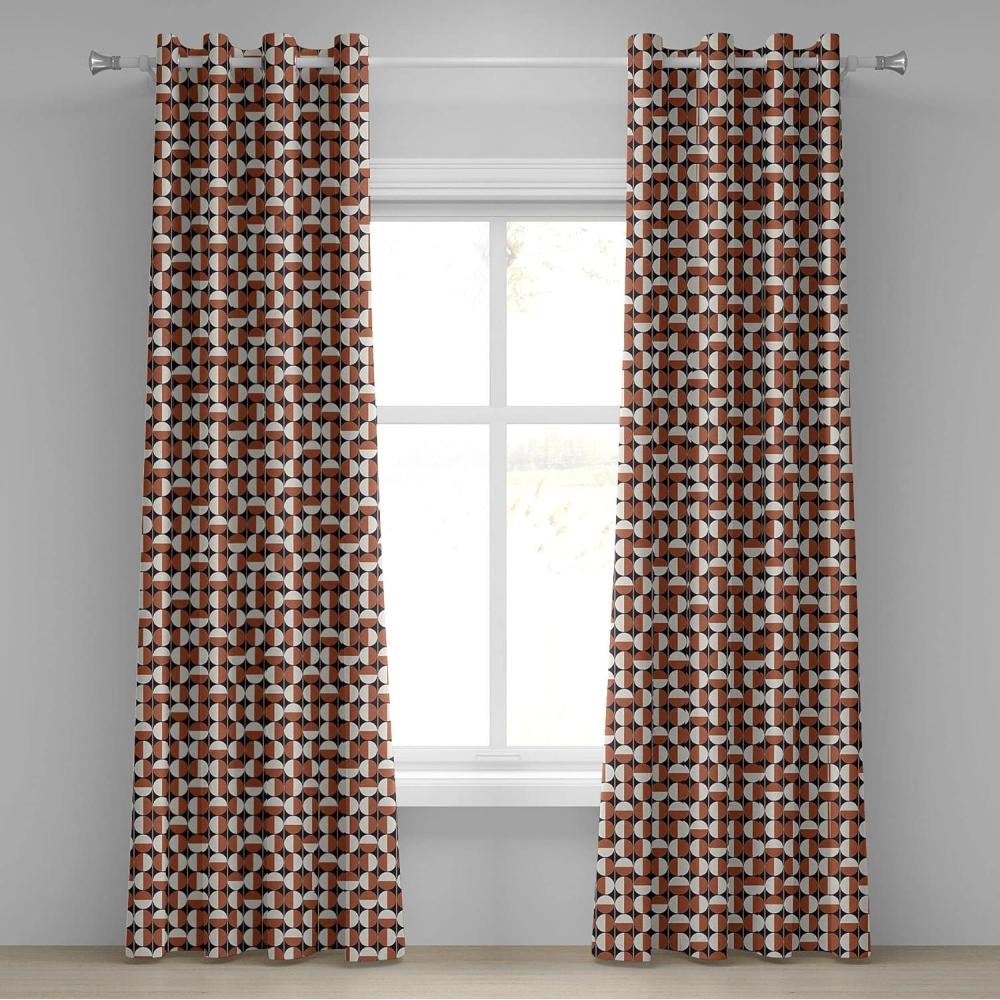 imageAmbesonne Mid Century Grommet Curtain Repeating Bicolor Circles in Vertical Order with Varying Directions Decorative 2Panel Window Drapes for Bedroom Living Room 50 x 84 Seal Brown CinnamonSeal Brown Cinnamon