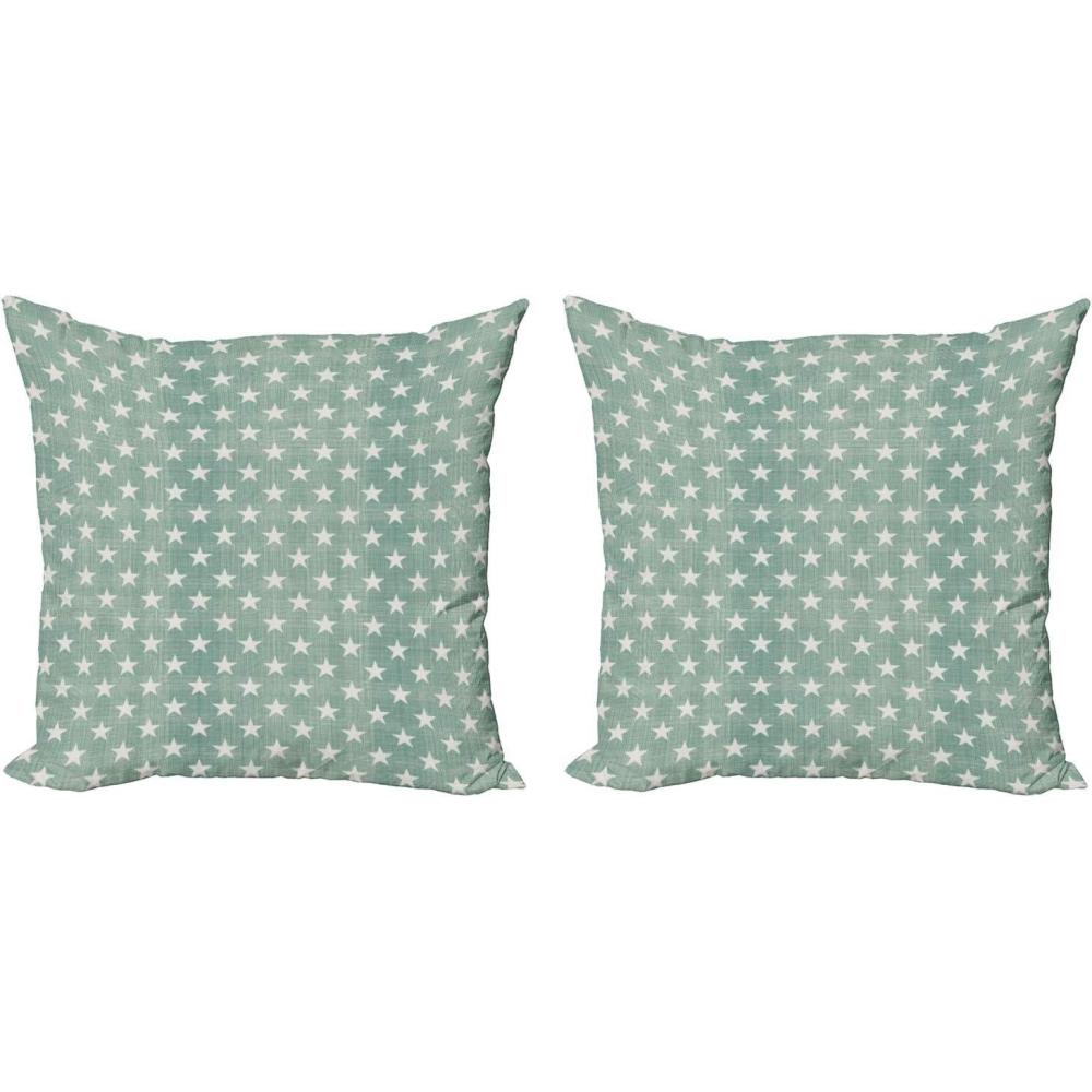 imageAmbesonne Modern Decorative Throw Pillow Case Pack of 2 Stars Pattern on Plaid Pattern Background in Classic Style Simplistic Artwork Print Couch Bedroom Living Room Cushion Cover 18 Green Grey16