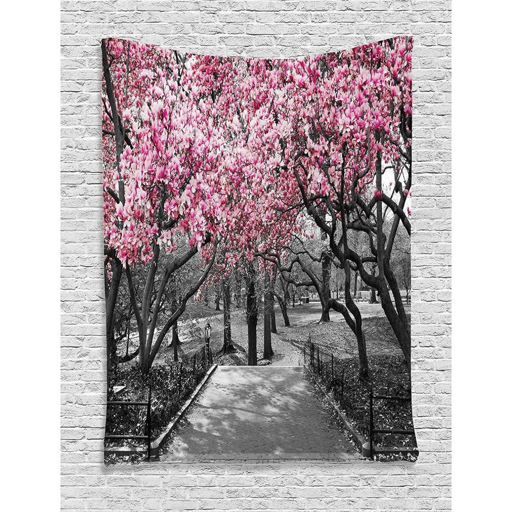 imageAmbesonne NYC Tapestry Pinkish Blossoms in the Central Park Landscape with Cherry Trees Forest in Spring Season Picture Print Wall Hanging for Bedroom Living Room Dorm Decor 40 X 60 Magenta GreyMagenta Grey