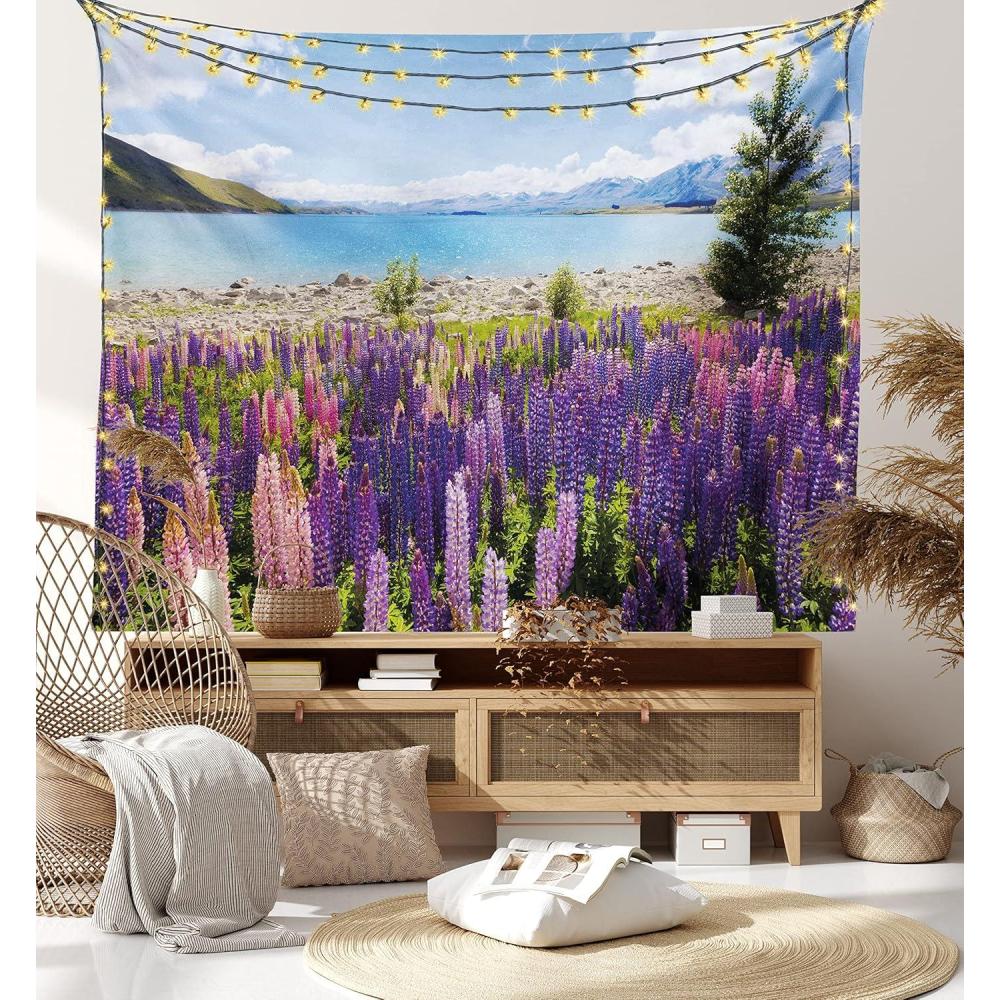 imageAmbesonne NYC Tapestry Pinkish Blossoms in the Central Park Landscape with Cherry Trees Forest in Spring Season Picture Print Wall Hanging for Bedroom Living Room Dorm Decor 40 X 60 Magenta GreyPurple Lilac Blue
