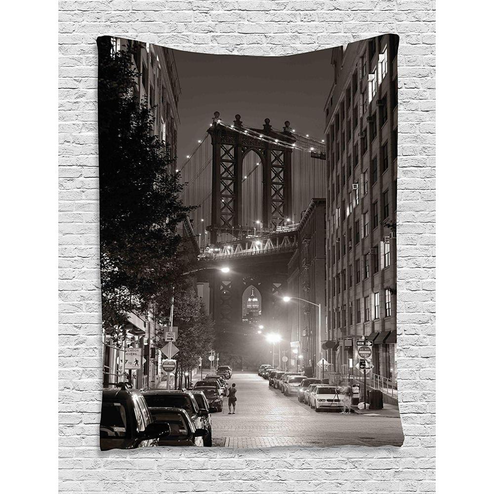 imageAmbesonne NYC Tapestry Pinkish Blossoms in the Central Park Landscape with Cherry Trees Forest in Spring Season Picture Print Wall Hanging for Bedroom Living Room Dorm Decor 40 X 60 Magenta GreyGreen