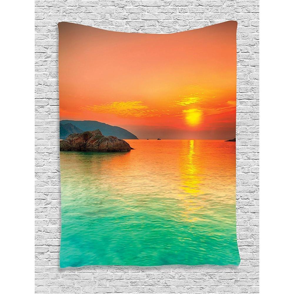 imageAmbesonne NYC Tapestry Pinkish Blossoms in the Central Park Landscape with Cherry Trees Forest in Spring Season Picture Print Wall Hanging for Bedroom Living Room Dorm Decor 40 X 60 Magenta GreyTurquoise Sunset