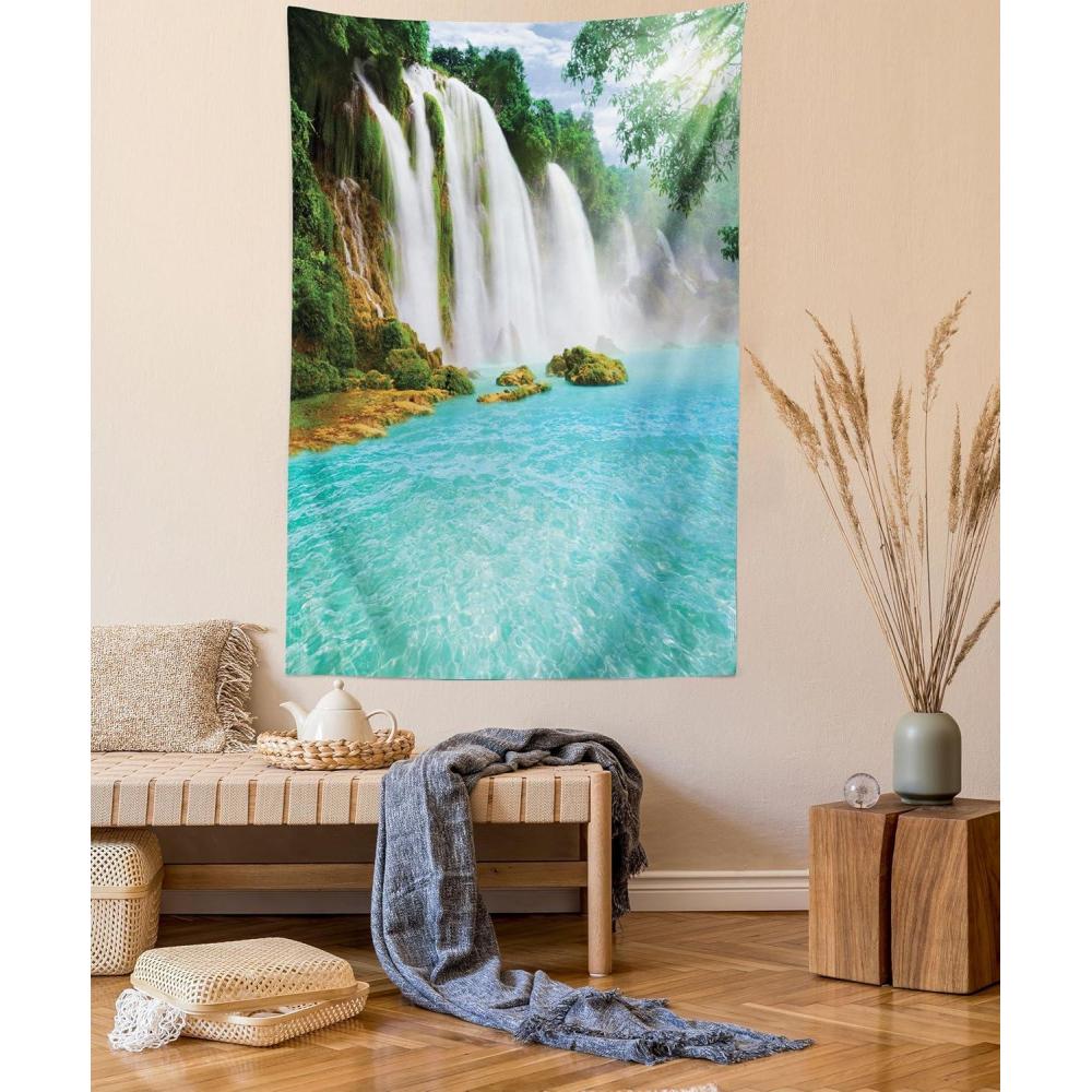 imageAmbesonne NYC Tapestry Pinkish Blossoms in the Central Park Landscape with Cherry Trees Forest in Spring Season Picture Print Wall Hanging for Bedroom Living Room Dorm Decor 40 X 60 Magenta GreyTurquoise White