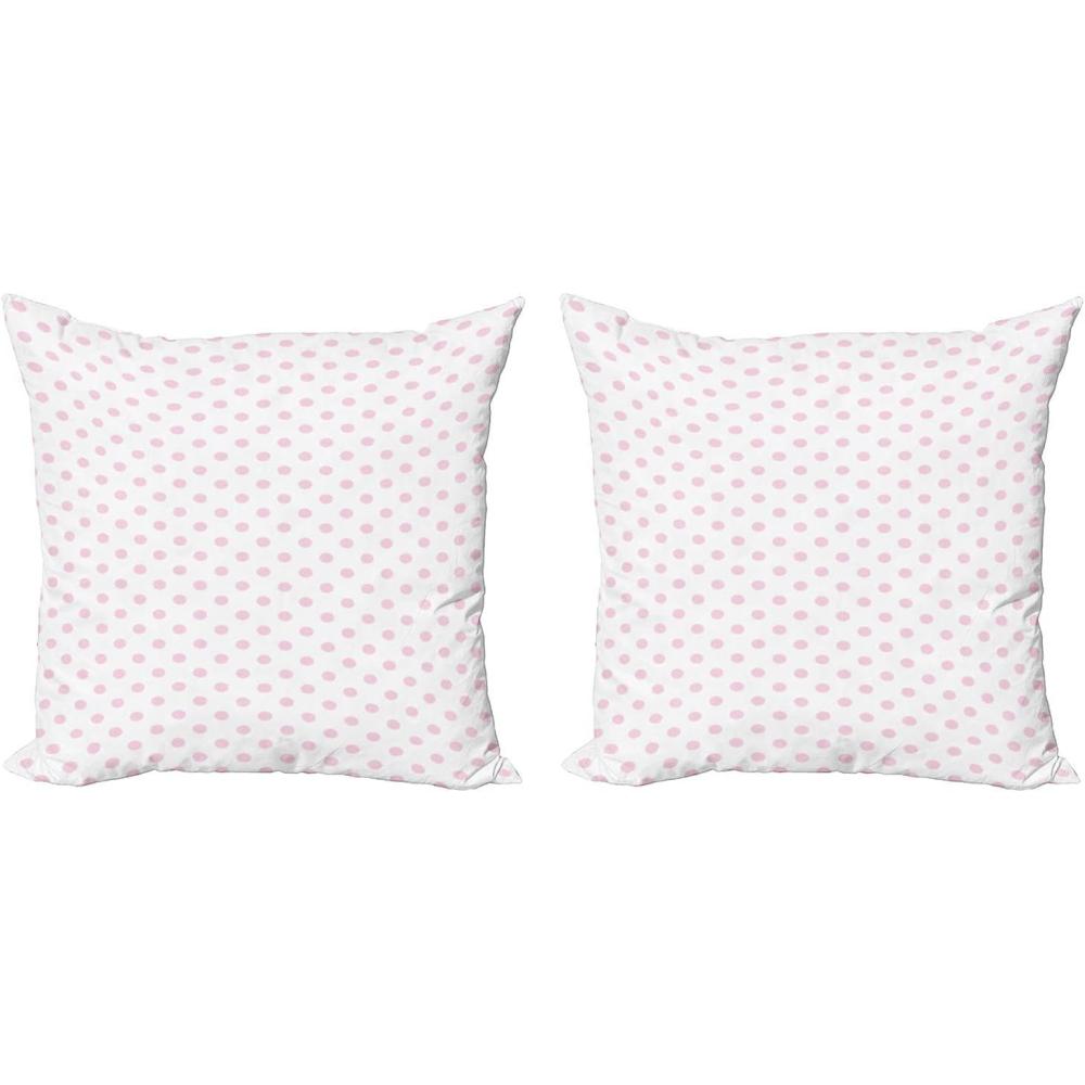 imageAmbesonne Pink Polka Dots Decorative Throw Pillow Case Pack of 2 Pastel Toned Composition with Oval Shapes Pattern Blushy Ornament Couch Bedroom Living Room Cushion Cover 16 Pale Pink and White18