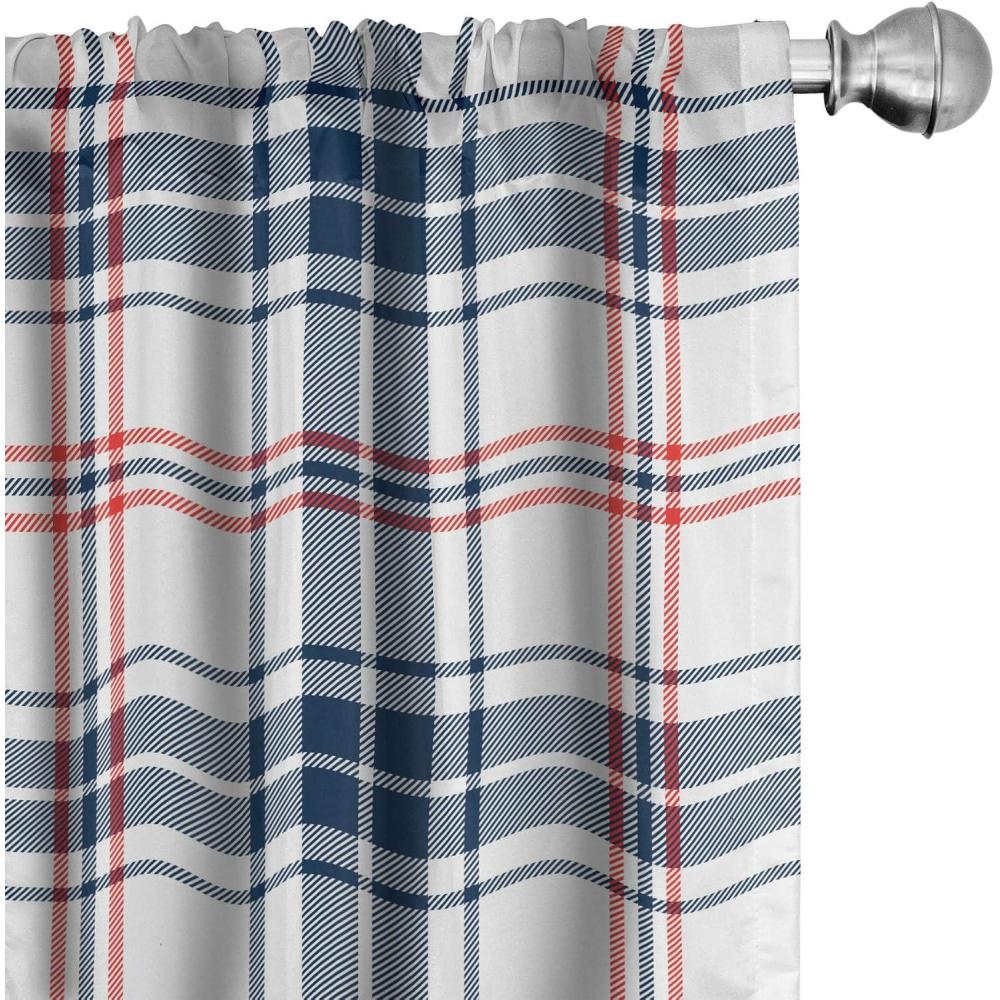 imageAmbesonne Plaid Curtains Traditional Checkered British Country Pattern with Geometric Design Window Treatments 2 Panel Set for Living Room Bedroom Pair of  28 x 84 Vermilion Navy
