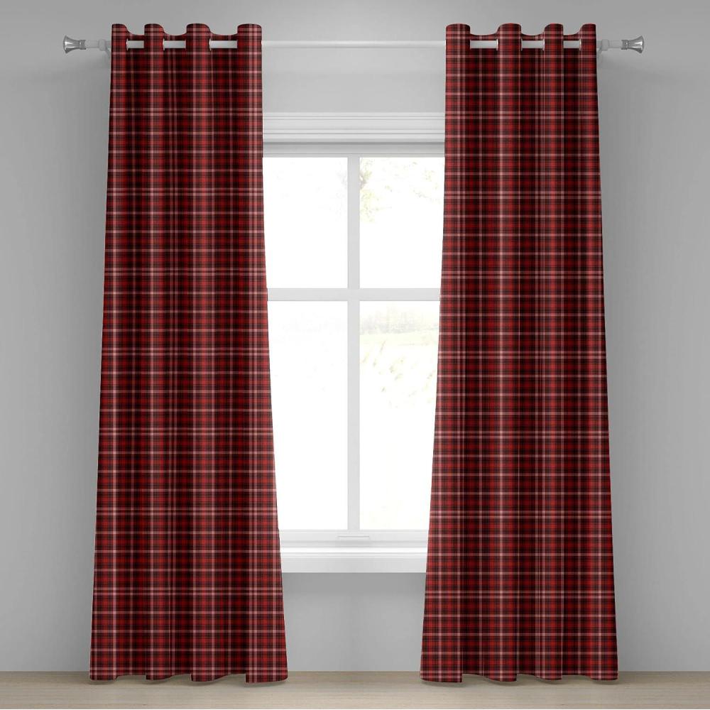 imageAmbesonne Plaid Grommet Curtain Nostalgic Striped Pattern from British Country Constrasting Colors Decorative 2Panel Window Drapes for Bedroom Living Room 50 x 96 Scarlet Black White