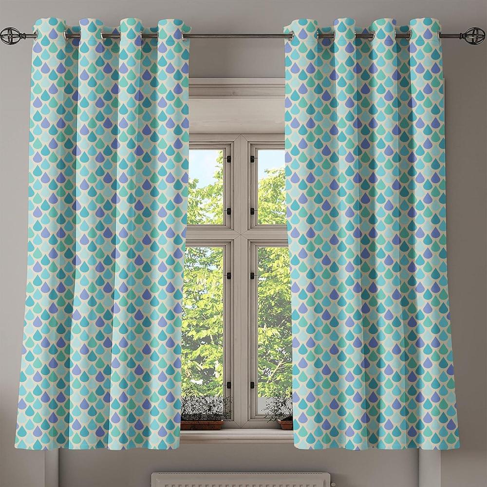 imageAmbesonne Teal Grommet Curtain Colorful Water Droplets Rain Themed Image Natural World in Abstract Manner Decorative 2Panel Window Drapes for Bedroom Living Room 50 x 63 Aqua Teal LavenderAqua Teal Lavender