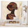 Ambesonne African Tapestry, Hand Drawn Illustration Profile Portrait Ornaments Folk Art, Wide Wall Hanging for Bedroom Living Room Dorm, 60″ X 40″, Cream Brown