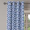 Ambesonne Blue Grommet Curtain, Traditional Portuguese Azulejo Tile Vintage Style Floral Mosaic Pattern, Decorative 2-Panel Window Drapes for Bedroom Living Room, 50″ x 84″, Pale Blue and Dark Blue