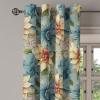 Ambesonne Floral Boho Grommet Curtain, Simple Design Delicate Flower Silhouettes Neutral Colors Exotics Art, Decorative 2-Panel Window Drapes for Bedroom Living Room, 50″ x 108″, Dark Indigo Pale Blue(Pale Teal Cream Pale Ruby)