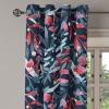 Ambesonne Floral Boho Grommet Curtain, Simple Design Delicate Flower Silhouettes Neutral Colors Exotics Art, Decorative 2-Panel Window Drapes for Bedroom Living Room, 50″ x 108″, Dark Indigo Pale Blue(Dark Coral Slate Blue)