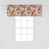 Ambesonne Garden Scene Window Valance, Neutral Traditional Roses and Floral Pattern Boho Romance Print, Curtain Valance for Kitchen Bedroom Decor with Rod Pocket, 54″ X 18″, Cream White Dark Sepia(Pink Almond and Green Brown)