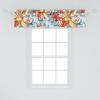 Ambesonne Garden Scene Window Valance, Neutral Traditional Roses and Floral Pattern Boho Romance Print, Curtain Valance for Kitchen Bedroom Decor with Rod Pocket, 54″ X 18″, Cream White Dark Sepia(Vermilion Blue Mustard)