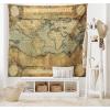 Ambesonne Hippie Tapestry, Modern Goth Scene of Wingy Skeleton Moon and Roundy Flowers Boho Dreamy, Fabric Wall Hanging Decor for Bedroom Living Room Dorm, 28″ X 23″, Eggshell Shamrock Green(Sand Brown Slate Blue)