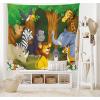 Ambesonne Hippie Tapestry, Modern Goth Scene of Wingy Skeleton Moon and Roundy Flowers Boho Dreamy, Fabric Wall Hanging Decor for Bedroom Living Room Dorm, 28″ X 23″, Eggshell Shamrock Green(Brown Green)