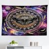 Ambesonne Hippie Tapestry, Modern Goth Scene of Wingy Skeleton Moon and Roundy Flowers Boho Dreamy, Fabric Wall Hanging Decor for Bedroom Living Room Dorm, 28″ X 23″, Eggshell Shamrock Green(Black Mustard Quartz)