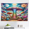 Ambesonne Hippie Tapestry, Modern Goth Scene of Wingy Skeleton Moon and Roundy Flowers Boho Dreamy, Fabric Wall Hanging Decor for Bedroom Living Room Dorm, 28″ X 23″, Eggshell Shamrock Green(Blue Multicolor)