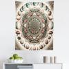 Ambesonne Hippie Tapestry, Modern Goth Scene of Wingy Skeleton Moon and Roundy Flowers Boho Dreamy, Fabric Wall Hanging Decor for Bedroom Living Room Dorm, 28″ X 23″, Eggshell Shamrock Green(Pale Mustard Laurel Green)