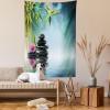 Ambesonne Hippie Tapestry, Modern Goth Scene of Wingy Skeleton Moon and Roundy Flowers Boho Dreamy, Fabric Wall Hanging Decor for Bedroom Living Room Dorm, 28″ X 23″, Eggshell Shamrock Green(Petrol Blue Lime Green)
