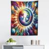 Ambesonne Hippie Tapestry, Modern Goth Scene of Wingy Skeleton Moon and Roundy Flowers Boho Dreamy, Fabric Wall Hanging Decor for Bedroom Living Room Dorm, 28″ X 23″, Eggshell Shamrock Green(Amber Multicolor)