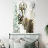 Ambesonne Hippie Tapestry, Modern Goth Scene of Wingy Skeleton Moon and Roundy Flowers Boho Dreamy, Fabric Wall Hanging Decor for Bedroom Living Room Dorm, 28″ X 23″, Eggshell Shamrock Green(Beige Green)