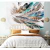Ambesonne Hippie Tapestry, Modern Goth Scene of Wingy Skeleton Moon and Roundy Flowers Boho Dreamy, Fabric Wall Hanging Decor for Bedroom Living Room Dorm, 28″ X 23″, Eggshell Shamrock Green(Teal Brown)
