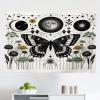 Ambesonne Hippie Tapestry, Modern Goth Scene of Wingy Skeleton Moon and Roundy Flowers Boho Dreamy, Fabric Wall Hanging Decor for Bedroom Living Room Dorm, 28″ X 23″, Eggshell Shamrock Green(Cream Dark Grey Green)