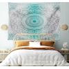 Ambesonne Hippie Tapestry, Modern Goth Scene of Wingy Skeleton Moon and Roundy Flowers Boho Dreamy, Fabric Wall Hanging Decor for Bedroom Living Room Dorm, 28″ X 23″, Eggshell Shamrock Green(Teal and Grey)