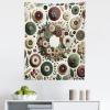 Ambesonne Hippie Tapestry, Modern Goth Scene of Wingy Skeleton Moon and Roundy Flowers Boho Dreamy, Fabric Wall Hanging Decor for Bedroom Living Room Dorm, 28″ X 23″, Eggshell Shamrock Green(Eggshell Dried Rose Green)