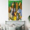 Ambesonne Hippie Tapestry, Modern Goth Scene of Wingy Skeleton Moon and Roundy Flowers Boho Dreamy, Fabric Wall Hanging Decor for Bedroom Living Room Dorm, 28″ X 23″, Eggshell Shamrock Green(Brown and Fern Green)
