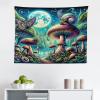 Ambesonne Hippie Tapestry, Modern Goth Scene of Wingy Skeleton Moon and Roundy Flowers Boho Dreamy, Fabric Wall Hanging Decor for Bedroom Living Room Dorm, 28″ X 23″, Eggshell Shamrock Green(Turquoise Multicolor)
