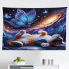 Ambesonne Hippie Tapestry, Modern Goth Scene of Wingy Skeleton Moon and Roundy Flowers Boho Dreamy, Fabric Wall Hanging Decor for Bedroom Living Room Dorm, 28″ X 23″, Eggshell Shamrock Green(Azure Blue Orange Purple)