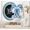 Ambesonne Hippie Tapestry, Modern Goth Scene of Wingy Skeleton Moon and Roundy Flowers Boho Dreamy, Fabric Wall Hanging Decor for Bedroom Living Room Dorm, 28″ X 23″, Eggshell Shamrock Green(Night Blue Yellow)